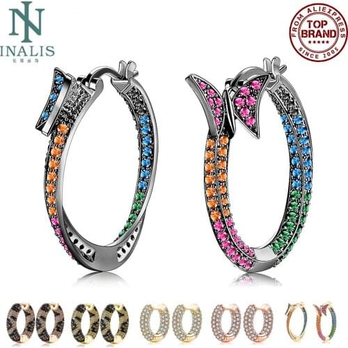 Hoop Earrings For Women Irregular Rainbow Color Butterfly Shape Full Cubic Zircon Earrings Fashion Lady Jewelry Wedding Present