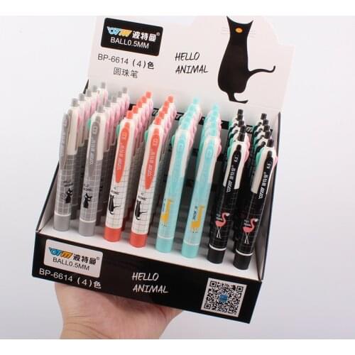 40 pcs/lot Cartoon Black Cat 4 Colors Ballpoint Pen Cute press ball pens School Office writing Supplies Stationery Gift