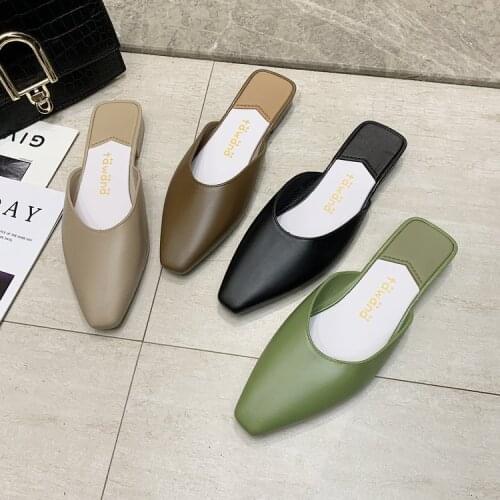 Slippers pointed casual lazy Mueller shoes thick heel outdoor wear Baotou slippers low heel house slippers butterfly shoes