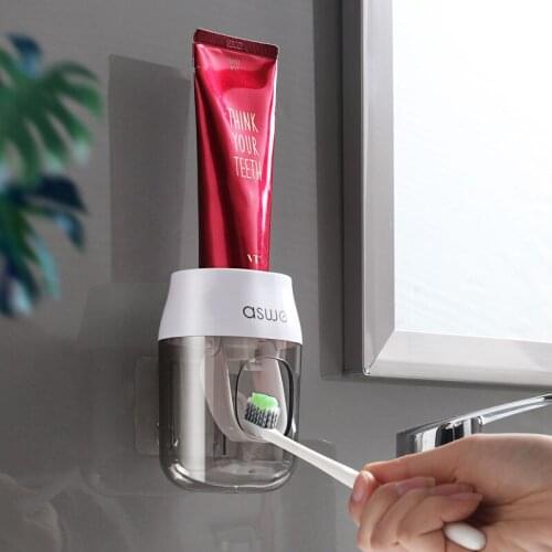 Toothpaste Squeezer Wall-mounted Floating Toothpaste Squeezer Dispenser Nail-free Bathroom Accessories for Family Kids Adults
