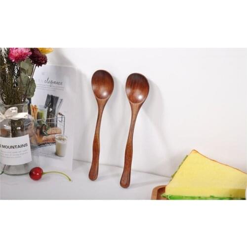High Quality Natural Wood Spoon Fork Bamboo Kitchen Cooking Dining Soup Tea Honey Coffee Utensil Tools Soup-Teaspoon Tableware