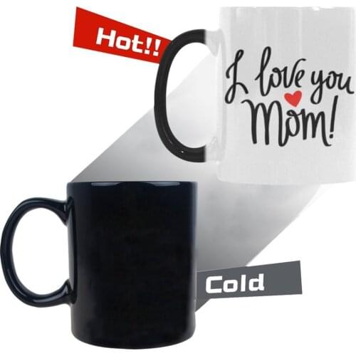 I Love You Mom Morphing Mug Heat Sensitive Color Changing Coffee Mug Cup with Quotes, Funny Mothers Day Best Mom Mother Ever Red