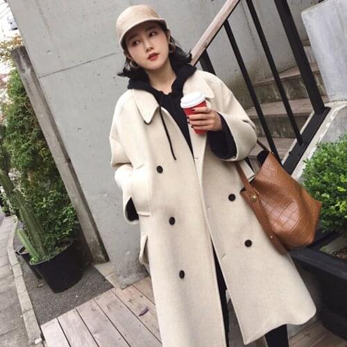 Womens Clothing Solid Womens Trench Coat Casual Female Coat Winter Button Pockets Womens Winter Coats 2021 Korean Clothes