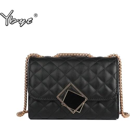 YBYT fashion diamond lattice messenger bags for women 2020 high quality PU leather female designer handbag chain shoulder bag