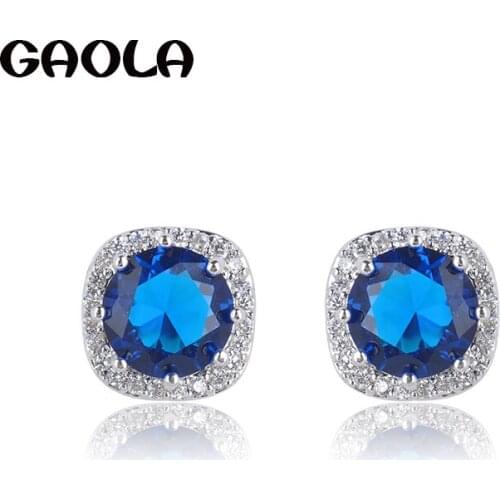 GAOLA High Quality Fashion Jewelry CZ Micro-setting Halo Square Stud Earrings Party Gift for Woman GLE4253A