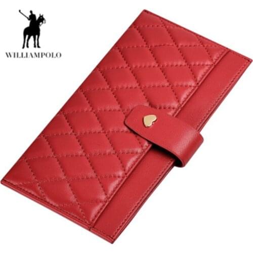 WilliamPolo womens wallet Anti-theft brush long leather ladies ultra-thin card bag large capacity wallet simple clutch women