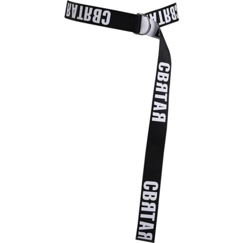 Women Fashion Canvas Belt Double Sided Letter Printing Double D Black White Belt For Women Jeans And Blouse Belt