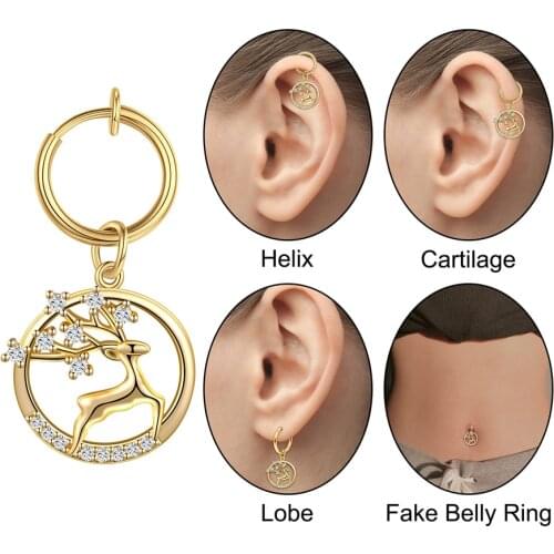 Gold Fake Navel Clip Belly Button Rings Faux Clip on Earrings Belly Piercing Ombligo Non Piercing Navel Ring Body Jewerlry