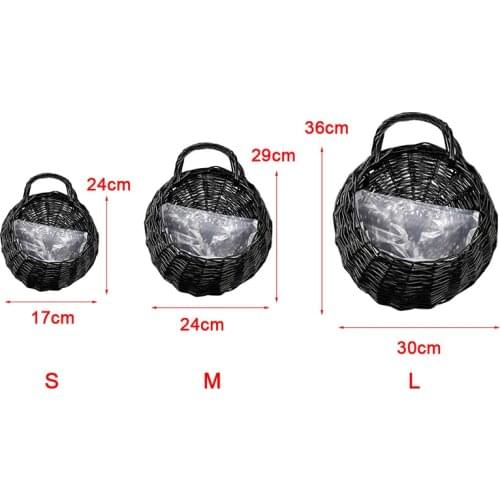 1pc Flower Planter Wall Hanging Wicker Rattam Basket Garden Vine Pot Indoor Plants Holder