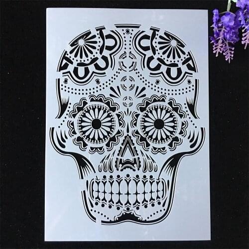 1Pcs A4 29*21cm Retro Skull Thin DIY Layering Stencils Painting Scrapbook Coloring Embossing Album Decorative Template