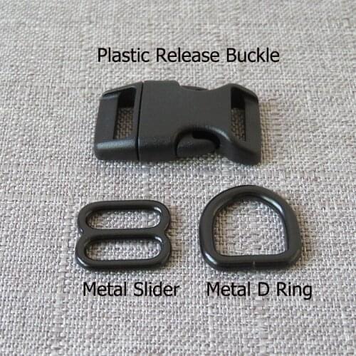 10 sets/lot 15mm webbing strap plastic buckle metal D ring adjuter slider for cat pet dog collar handmade sewing DIY accessory