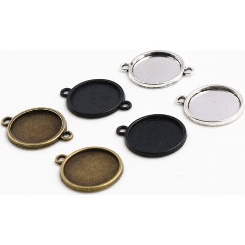 14mm 16mm 18mm Inner Size Antique Bronze Silver Plated Black Bronze 6 Simple Style Cabochon Base Cameo Setting Charms Pendant