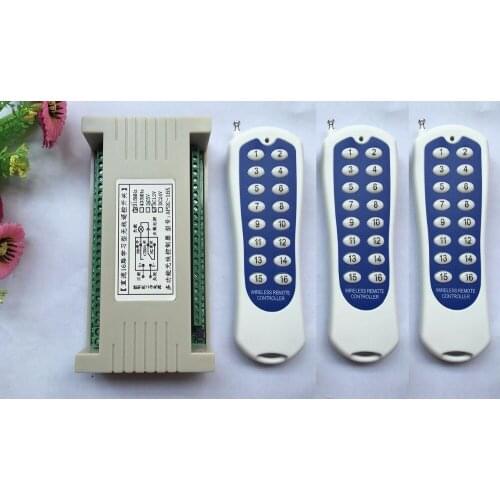 16CH DC12V RF home automation remote control switch 3*transmitters and recevier wireless switch Radio smart home control