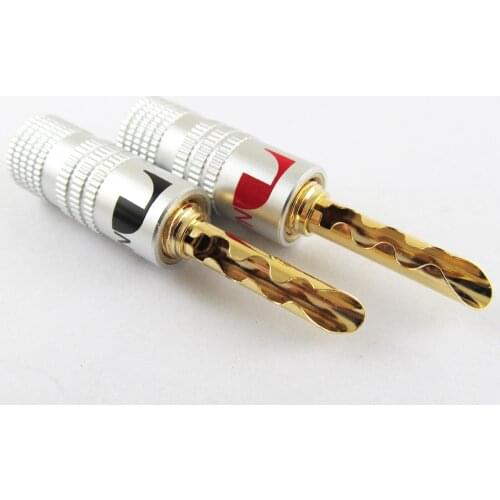 2pcs Nakamichi 24K Gold Plated Copper BFA 4mm Banana Plug Male Speaker Connectors