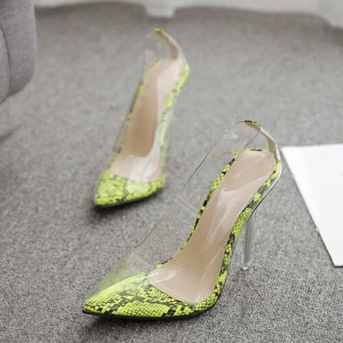 2021 NEW Sexy PVC Transparent Pointed Toe High Heels Shoes Women Pumps Stiletto Summer Super High Heeled Party Pumps