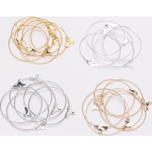 30Pcs/lot 25 30 40 mm Earwire Hanging Big Round Wire Hoop Earrings For DIY Dangle Earring Jewelry Making Accessories