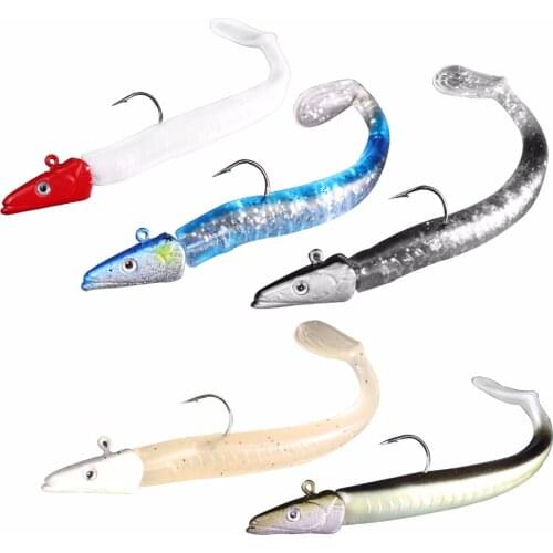 5Pcs/Pack Lead Head Jigs Soft Fishing Lures Sinking Swimbaits for Saltwater and Freshwater 10cm 10.5g Fishing Sinking Lures