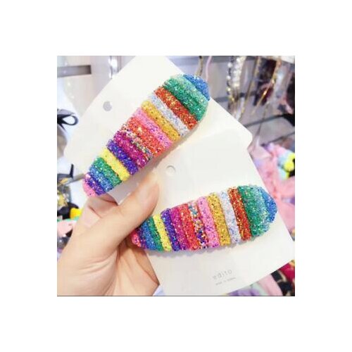 60pcs/lot DIY Simple Acrylic Rainbow Candy Colore Hair BB Clips Water-drop Square Bang Hairpins Hair Styling Accessories HA771