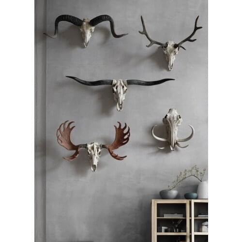 American Alaska moose goat elk horns skull wall hanging jewelry creative gift decoration resin craft gift