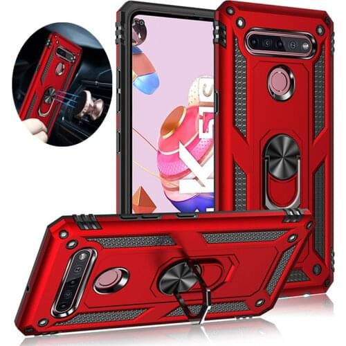 Armor shockproof phone case for lg k92 5g k40 k50 k31 k51 k61 k53 k22 k40s k50s k51s q60 q51 q61 car magnetic holder ring cover