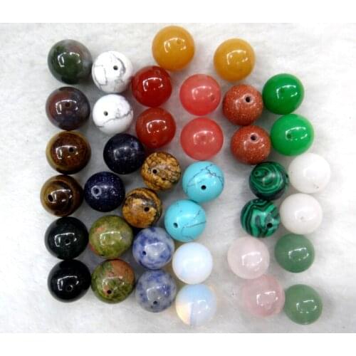 12mm Natural stone Quartz crystal Opal Turquoises aventurine Half hole beads for Diy Jewelry Making Bracelet Accessories10pcs