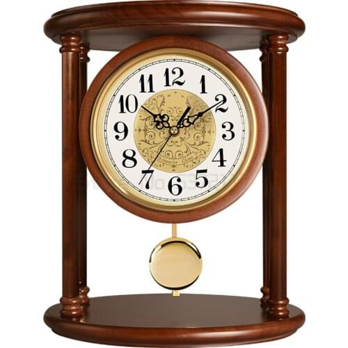 Living room clock clock solid wood Bogu frame decoration clock creative silent Desk Clock