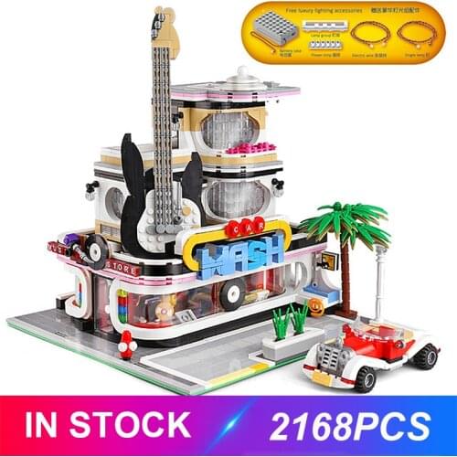Mould King 16002 The Car Wash Shop Compatible LepinBlock City Street View Building Blocks Bricks Educational Toys Gifts