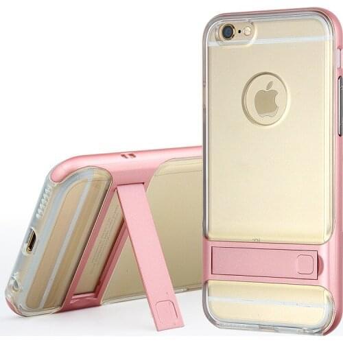 ITEUU Kickstand PC+TPU Case for iPhone 6 6S Cases Soft Stand Crystal Clear Transparent Back Cover for iPhone 6 6S 6Plus 6SPlus