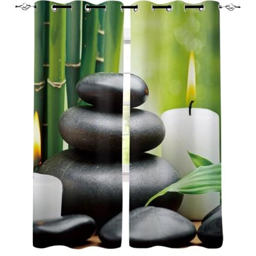 Zen Stone Bamboo Candle Window Curtains for Living Room Bedroom Kitchen Modern Curtains Home Decoration Drapes Blinds