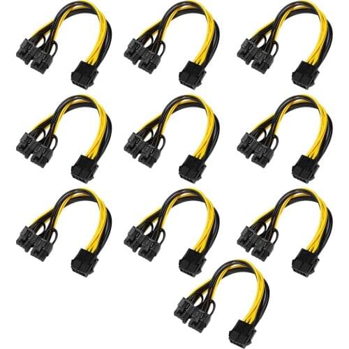 10pcs 8 Pin to dual 8 (6+2) Pin PCI Express Power Converter Cable for Graphics GPU Video Card PCI-E VGA Splitter Hub Power Cable