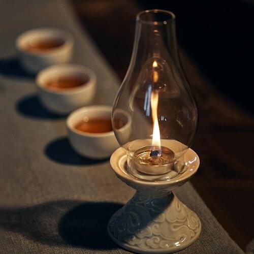 Ceramic Chinese Candle Holder Vintage Aromatherapy Home Tea Table Ornament Candlestick Bougeoir Household Products BS50ZT