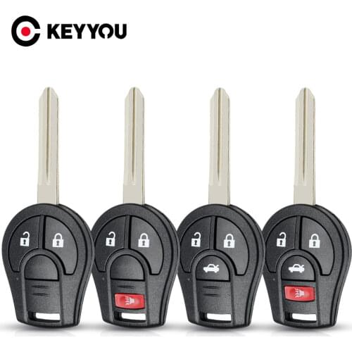 KEYYOU Key Case For NISSAN Juke March Qashqai Sunny Sylphy Tiida X-Trail Cube S SL Rogue 2/3/4 Buttons Car Remote Key Shell