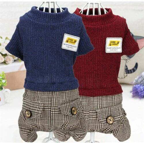 Spring Autumn Dog Jumpsuit Pet Clothes For Small Dogs Poodle Teddy Plaid Pants Gentle Clothing Pets Dog Coat Jumpsuits Overalls