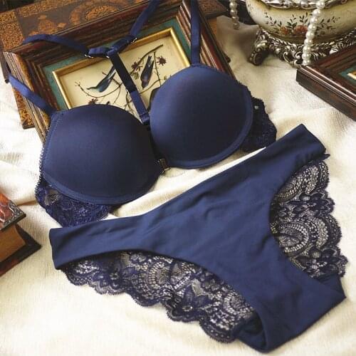New 2015 brand Bra and Panty Set Y-line Underwear ladys push up front button bras wholesale brassiere,sexy bra set plus size