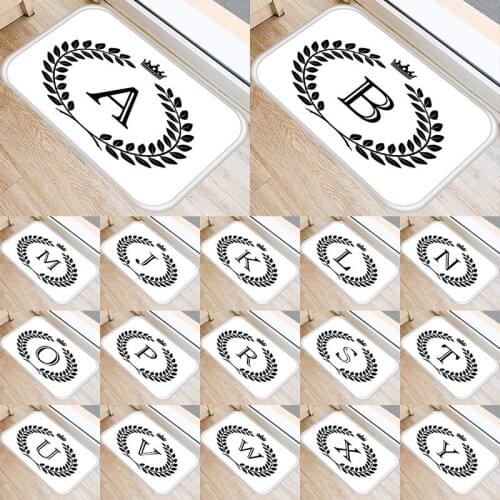 Mats in Hallway Doormat Crown Letter Simple Classic Black White Decor Home Polyester Anti-Slip Dustproof Living Room Rug 48222