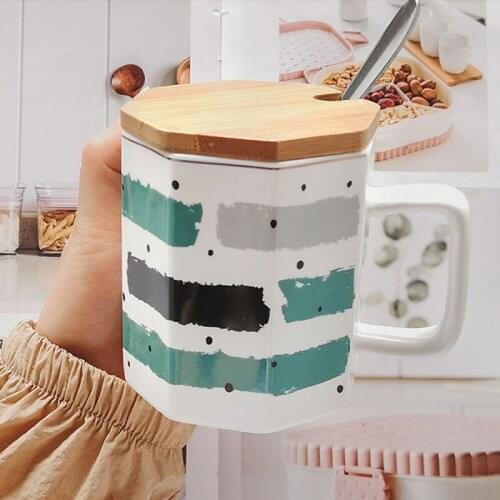 Creative Irregular Ceramic Coffee Cup with Gold Handle Handmade Pottery Tea Cup Travel Kitchen Tableware Nordic Home Coffee Cup