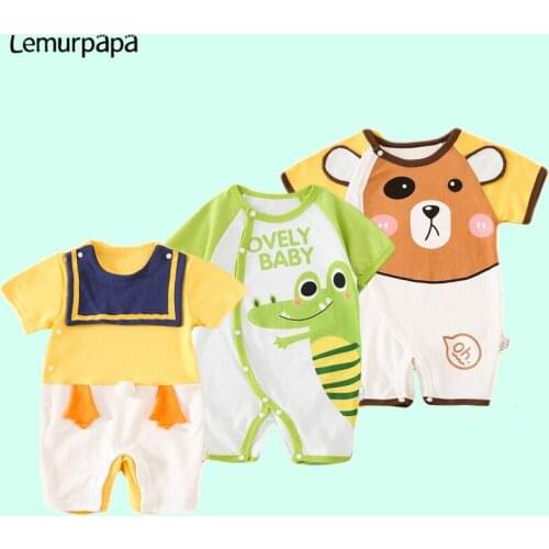 Cartoon Summer Baby Clothes Romper Onesie Infant Boy Girls Rompers One-Pieces Cute Duck Cow Jumpsuits Outfit Short Baby Costume