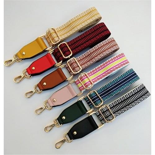 Fashion Luxury Bag Strap Canvas Cotton Fabric Shoulder Strap Belt Chromatic Stripe Diy Bag Accessories Adjustable O Bag Handles