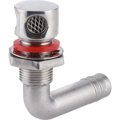 Marine Fuel Tank Vents, General Fuel Tank Vents, Stainless Steel Hardware for Flush Installation of Hose Gaskets (Bent)
