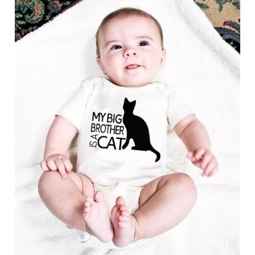 My Big Brother Is a Cat Newborn Clothes Baby Girls Boys Rompers Cute Jumpsuit Fashion Bodysuit Toddler Baby Kids Sets Clothing