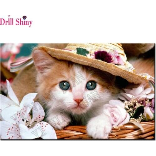 New Diy Diamond Painting Cross Stitch Cute cat Animals Diamond Embroidery Square mosaic pattern picture of rhinestones crystals