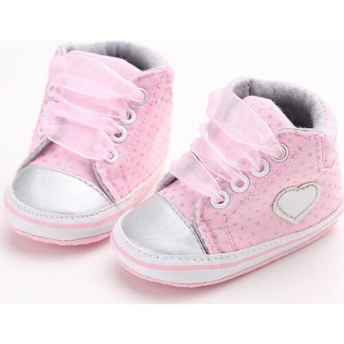 Newnorn Toddler Infant Baby Casual Shoes Girl Toddler Polka Dot Anti-slip Soft Sole Lace Up Crib Shoes Cute Baby First Walkers
