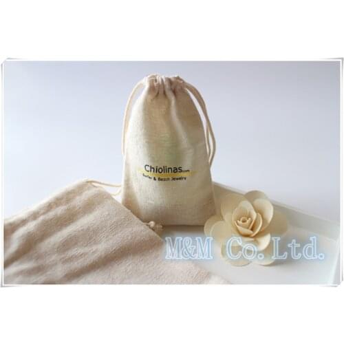 Customized silk screen printing Logo cotton gift Bags Gift bags Jewelry gift pouch Free Shipping