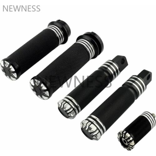 25mm 1"Handle Grips Footpegs Shifter Nail Peg Black Handlebar Grip for Harley Sportster 883 1200 XL XR VRSC Softail Touring Dyna