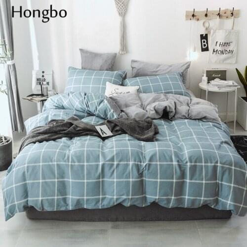 Hongbo Winter Warm Grid Pattern Duvet Cover Quilt Crystal Flannel Geometric Lattice Printed Cotton Duvet Cover Housewear