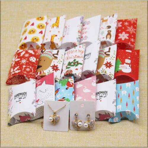 DIY Handmade Pillow shape Jewelry&necklace&Earring DIsplay Box paper christmas Gifts package box Cute animlas baby show package