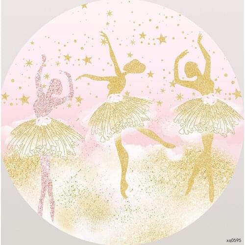 Sensfun Ballet girl Happy Birthday Party Round Backdrop Twinkle Stars Photography Background