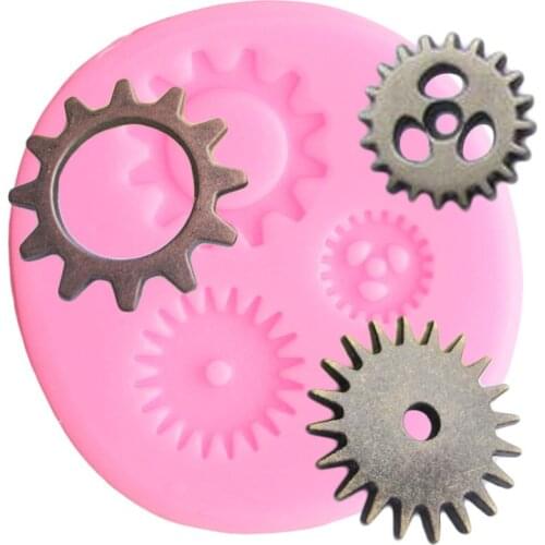 Gear Cupcake Topper Fondant Mold Party Cake Border Silicone Mould Cake Decorating Tools DIY Candy Resin Clay Chocolate Molds