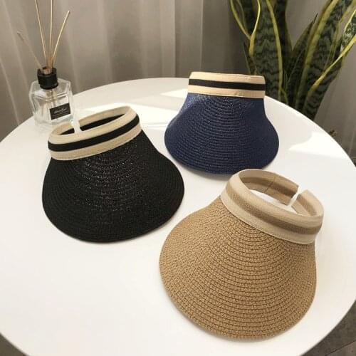 New Women Summer Visors Hat Foldable Sun Hat Wide Large Brim Beach Hats Straw Hat chapeau Beach UV Protection Caps