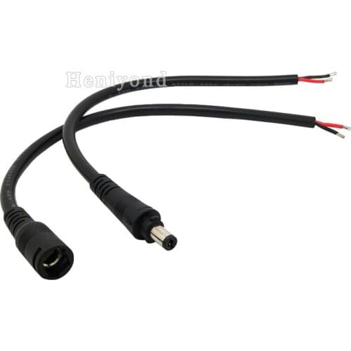 3Pairs Power cord with lock buckle 5.5 X 2.1mm Female+Male 12V DC Cable Connector with Pigtail for CCTV Security Camera LED